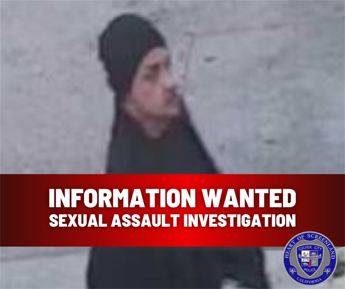 Investigators Seek Publics Help To Identify Sexual Assault Suspect Culver City Police Department 3447